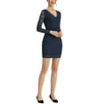 thumbnail image 4 of INSPIRE CHIC Women's Elegant Sheer Long Sleeve Lace Bodycon Mini Dress XL Navy Blue, 4 of 6