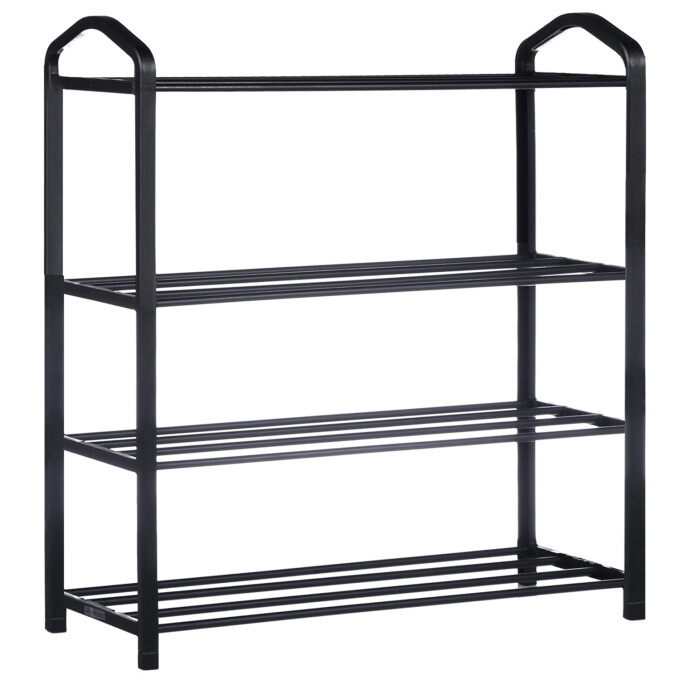 SUGIFT 4 Tier Shoe Rack Large Area Metal Shoe Rack Black