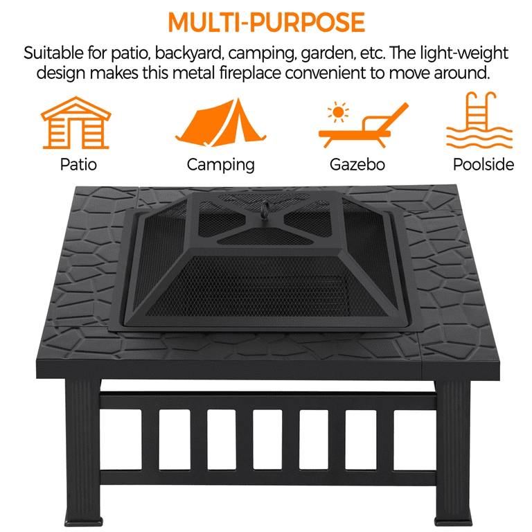 Fire Pit Garden Stove Brazier for Outdoor Patio Backyard Camping Garden Black Fire Pit Garden Stove Brazier for Outdoor Patio Backyard Camping Garden Black