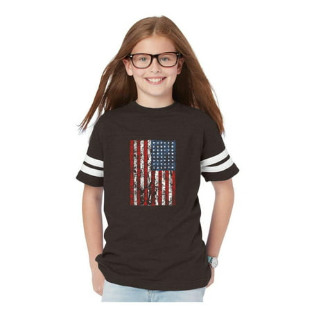 4th of July Flags American Flag Vintage Youth Unisex Football Fine Jersey (Best American Football Jerseys)