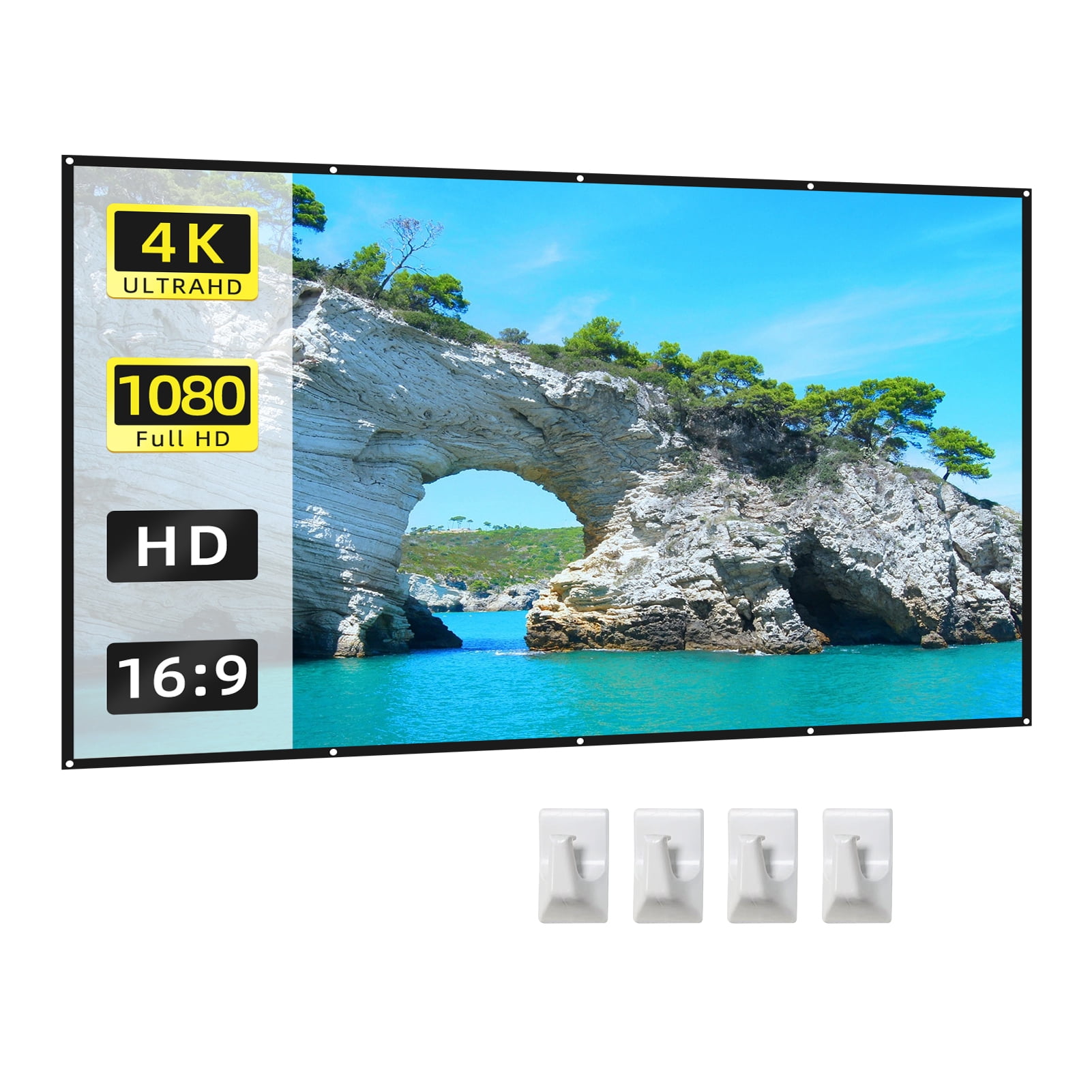 Walmeck 60 Inch Projector Screen 169 HD 4K Foldable Portable Double