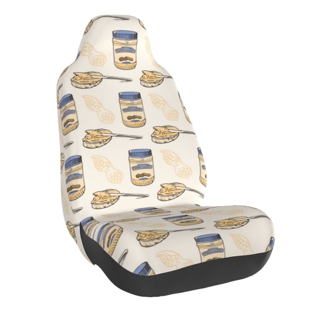 Wukai Peanuts Full Set Car Seat Covers with Soft Padding Universal Auto Front Seats Protector and Cushion Mat