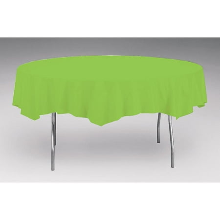 Citrus Lime Green Party Supplies Round Plastic Tablecover, 82 inch Diameter