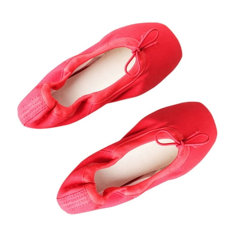 

ZUARFY Women Girls Pointe Dancing Shoes Satin Upper Canvas Ballet Flats Gymnastics Slippers Adjustable Elastic With Ribbon And Toe Pads