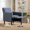 thumbnail image 2 of Mason Mid Century Modern Button Tufted Recliner, Light Gray Tweed Fabric and Dark Espresso, 2 of 12