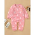 thumbnail image 2 of Bagilaanoe Newborn Baby Girl Boy Jumpsuit Long Sleeve Bunny Print Romper Overalls 3M 6M 12M 18M Infant Long Pants Outfits, 2 of 8
