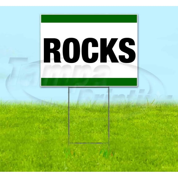 Rocks (18" x 24") Yard Sign, Includes Metal Step Stake