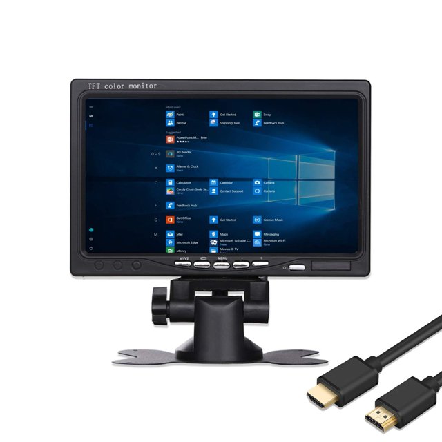 Yasoca Monitor de 7 pulgadas HDMI - 1024x600 HD TFT LCD Pantalla AV VGA Entrada Altavoz incorporado para Raspberry Pi 3 Modelo B+ 3B CCTV Computadora PC DVR Coche