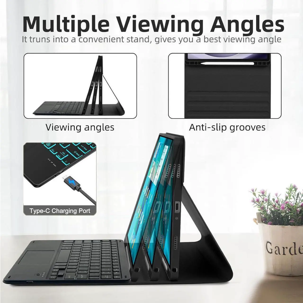 Bluetooth Keyboard Case for Samsung Galaxy Tab S11 11 inch 2025 SM-X730/X736B/X736E/X736U, Wireless Keyboard with Trackpad & 7-Color Backlit & 3-Angle Kickstand, Galaxy S11 11" Keyboard