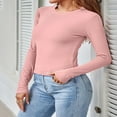 thumbnail image 3 of Womens Ribbed Long Sleeve Crewneck Shirts Fitted Sweaters Slim Fit Basic Casual Tops S/M/L/XL, 3 of 9