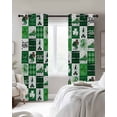 thumbnail image 4 of St. Patrick's Day Blackout Curtains for Bedroom Living Room Darkening Curtains 84 Inch Length 2 Panels Set Green Checked Luck Leaves Gnomes Window Curtain Window Treatment Grommet Drapes 52"x84", 4 of 9