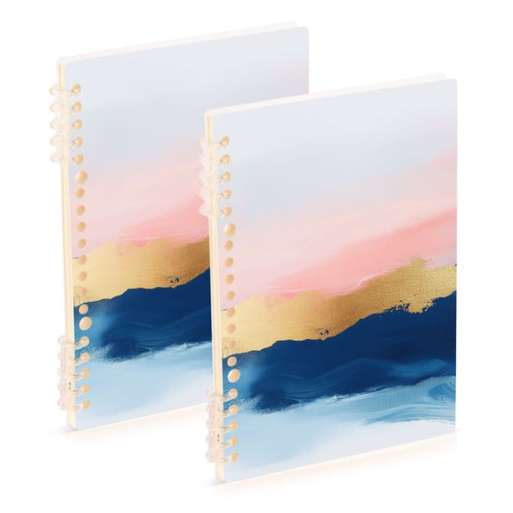 FORMRS 1-Subject Spiral Notebook 8" x 5" College Ruled 60 Refillable Sheet A5 Hard Cover, 2 Pack, Abstract Painting