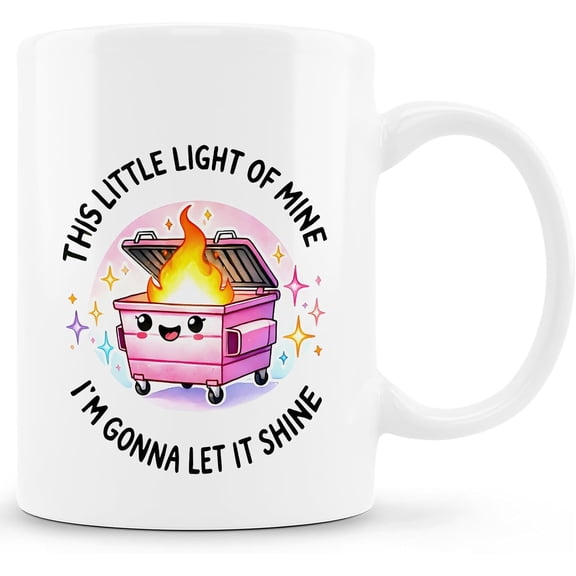 Funny Dumpster Fire Mug, Office Humor Gifts Coffee Cup Ceramic, Sarcastic Gifts for Coworkers Women Men, This Little Light of Mine Dumpster Fire Ceramic Coffee Tea Mug 11 oz