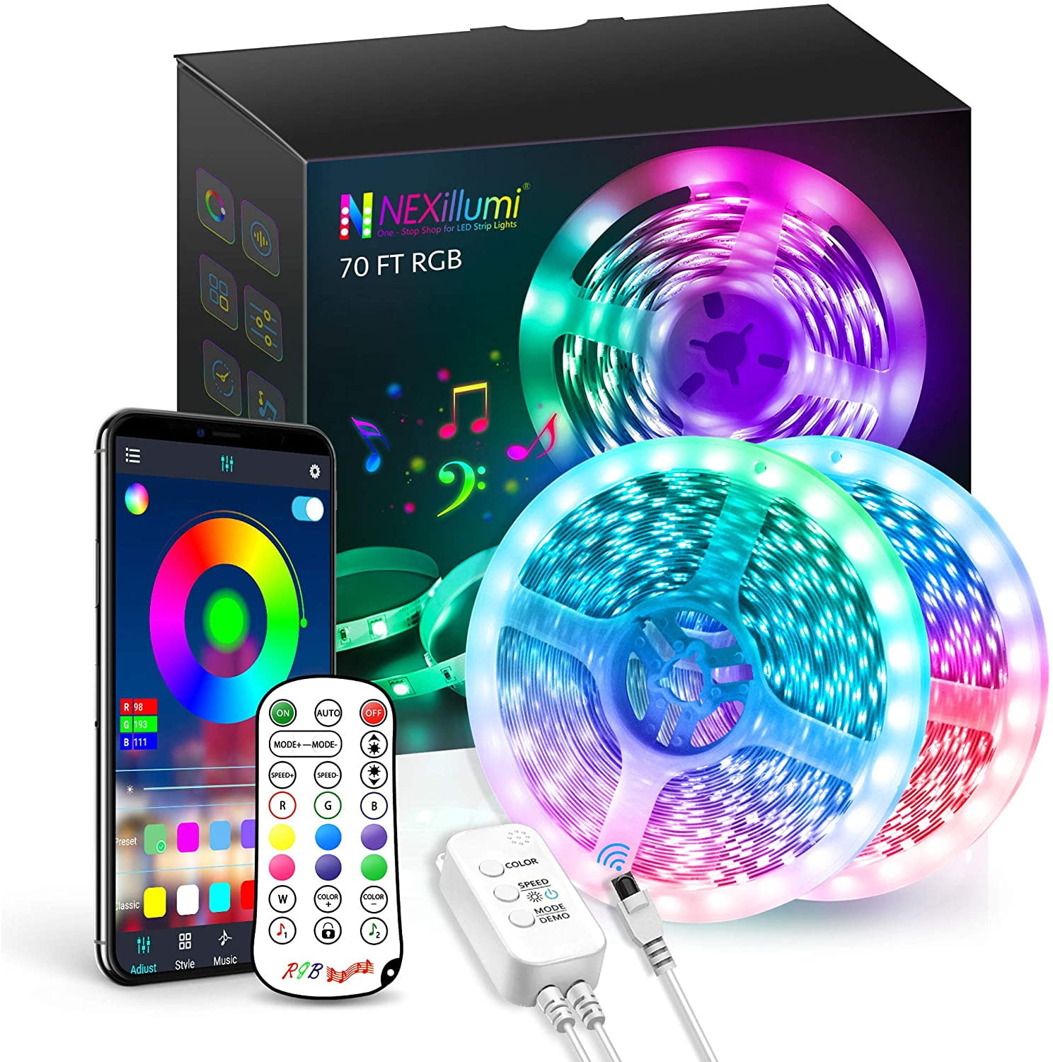 70 ft LED Lights with Remote, App Control Sound-Responsive Luces LED Strip  Lights SMD 5050 RGB LED Strips LED Lights for Bedroom, Room Decor, Dorms,  Night Light for Kids (2 x 35