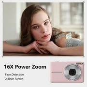 VANLOFE Digital Cameras 1080P High-definition Digital Camera 44 Million Photos 16x Digital Zoom Camera Anti-shake Proof Home Camera Pink 44MP(No SD Card)
