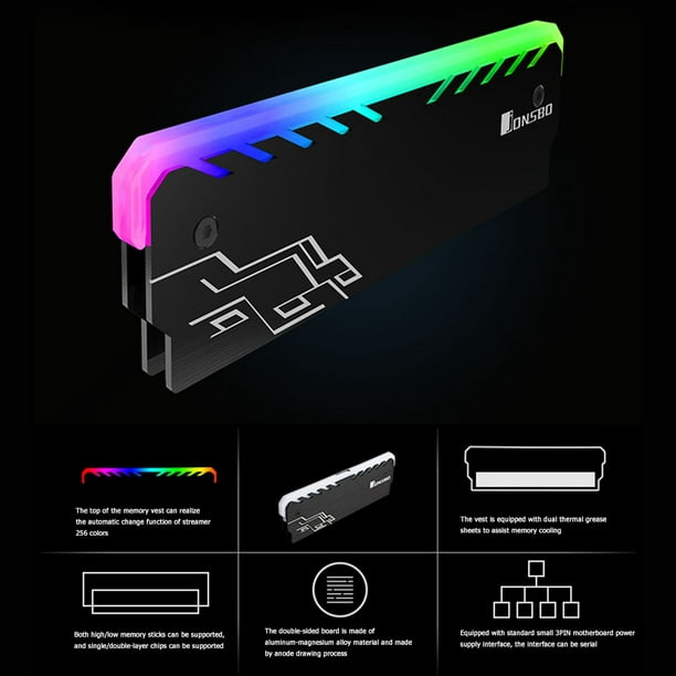 Ltesdtraw RGB RAM Heatsink PC DDR DDR3 DDR4 Spreader (Black) - Walmart.com