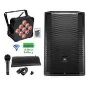 JBL PRX812W 12" 1500w Active PA DJ Speaker+Wireless Par Light+Audio Technica Mic