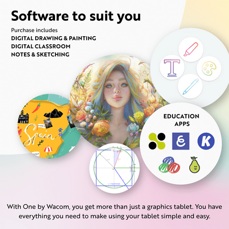 One by Wacom Student Drawing Tablet (small) – Works with Chromebook, Mac, PC - Black/Red