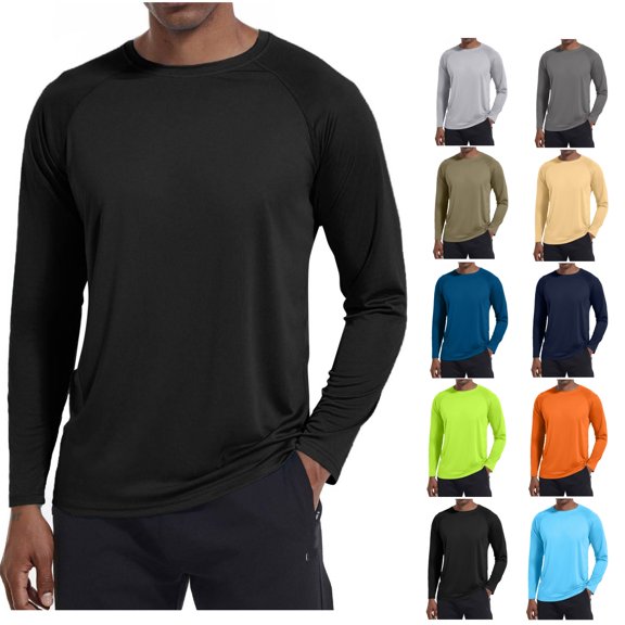 LWavelet Men's Long Sleeve Shirts UPF 50 UV Sun Protection Athletic Shirts for Hiking Running Workout Rash Guard