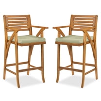 Best Choice Products Set of 2 Outdoor Acacia Wood Bar Stools Bar Chairs w/ Weather-Resistant Cushions - Sage