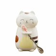 thumbnail image 1 of Cute Cat Ceramic Cup 3D Fun Coffee Cup with Cover and Stirring Spoon Creative Birthday Gift, Couple Cup, 1 of 4