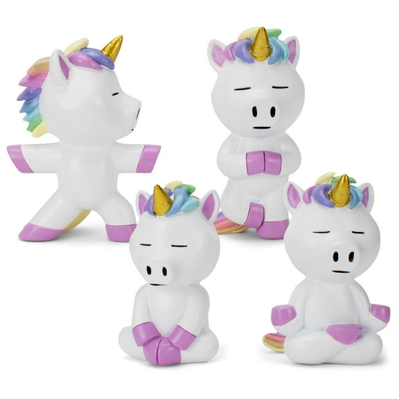 Class Collections White Yoga Unicorn 4 inch Resin Stone Collectible Figurines Set of 4