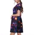 thumbnail image 2 of Kdxio Glowing Chameleon Fantasy Art Pattern Summer Dresses for Women Casual Tshirt Short Sleeve Floral Sundress Beach Cover Ups with Pockets, 2 of 6