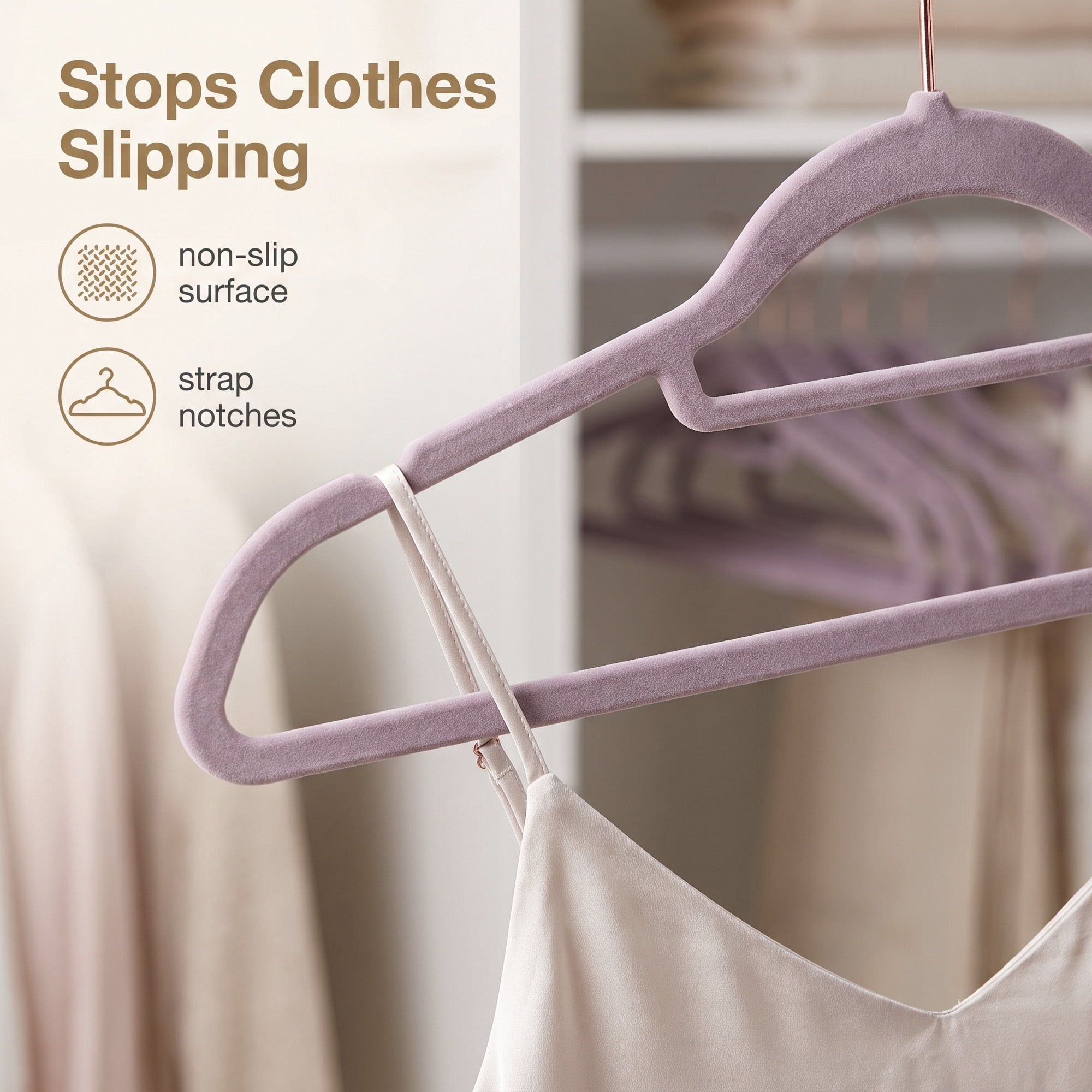 Ledrem 50-pack Velvet Hangers, Clothes Hangers with Swivel Hooks, Space-Saving, Lavender Purple