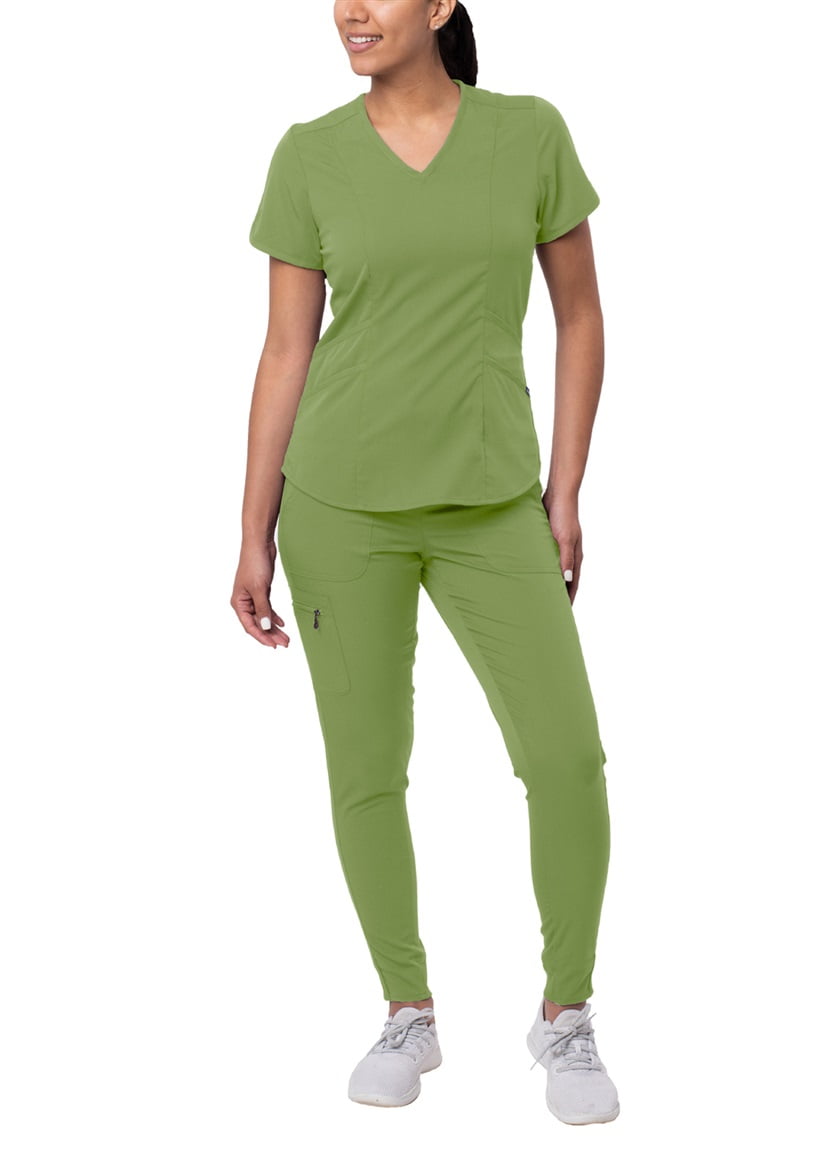 Adar Pro Modern Athletic Scrub Set For Women Modern VNeck Scrub Top