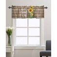 thumbnail image 3 of Watercolor Sunflower Bee on Wood Curtain Valances for Kitchen Windows,Rod Pocket Short Valance Home Quote Brown Wooden Window Treatment for Living Room Bathroom Bedroom,42" x 18"-1 Panel, 3 of 9