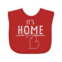 Inktastic It's Home- State of Michigan Outline Distressed Text Boys or Girls Baby Bib