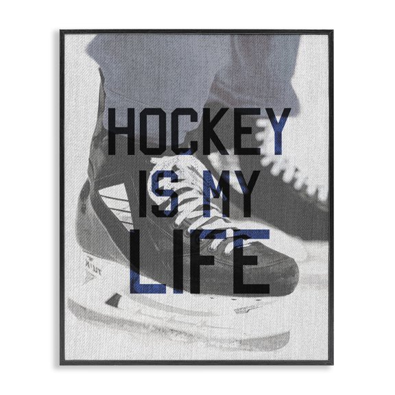 Stupell Industries Modern Hockey Is My Life Ice Skates Black Framed Giclee Art, 16 x 20, by Lil' Rue