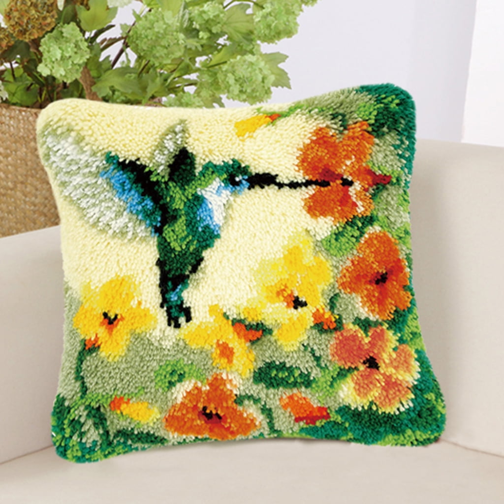 Sunflower Latch Hook Kit Embroidery Pillow Case Cushion Case DIY Needlework Sunflower Latch Hook Kit Embroidery Pillow Case Cushion Case DIY Needlework