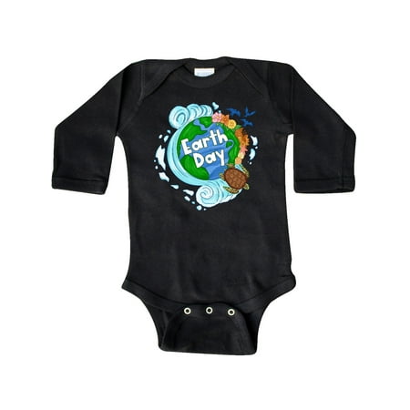

Inktastic Earth Day Turtle Planet with Waves and Birds Gift Baby Boy or Baby Girl Long Sleeve Bodysuit