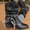 #390-Black, variant on Wowcloth Stacked Boots for Women – Chunky Mid-Heel Ankle Design with Casual British Western Ethnic Style Fusion Footwear