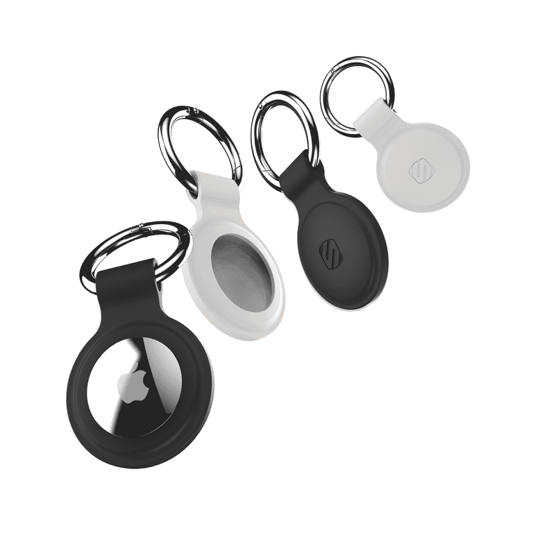 Scosche ATHS1BW-4PKSP FoundIt Silicone Protective Key Ring Holders for  AirTag, 2 White & 2 Black 