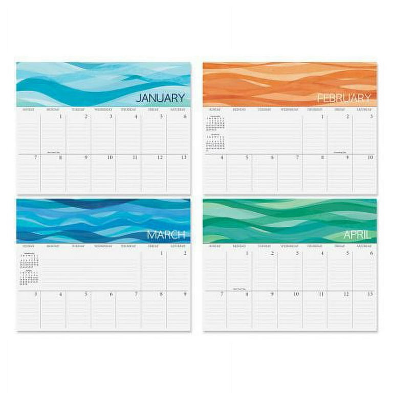 2024 Watercolor Waves Big Grid Wall Calendar, 12" x 9" (Closed), Spiral  Bound, by Current - Walmart.com