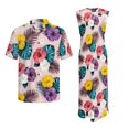 thumbnail image 5 of Garronmavis Hawaiian Hibiscus Couples' Outfits Husban and Wife Clothing Men's Button Down Shirt Hawaiian Party Shirts and Womens Sleeveless Dress Maxi Beach Vacation Sundress, 5 of 7
