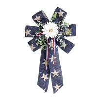SUSHANG Patriotic Bows for Wreaths Large Burlap Red White Blue Stripe Stars Bow for 4th of July Independence Day Decor,Decorations Bunting Indoor Outdoor Decor and Patriotic Party