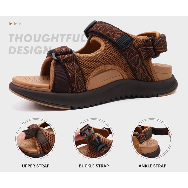 ONCAI Men's Hiking Sandals Arch Support Walking Sandals for Men