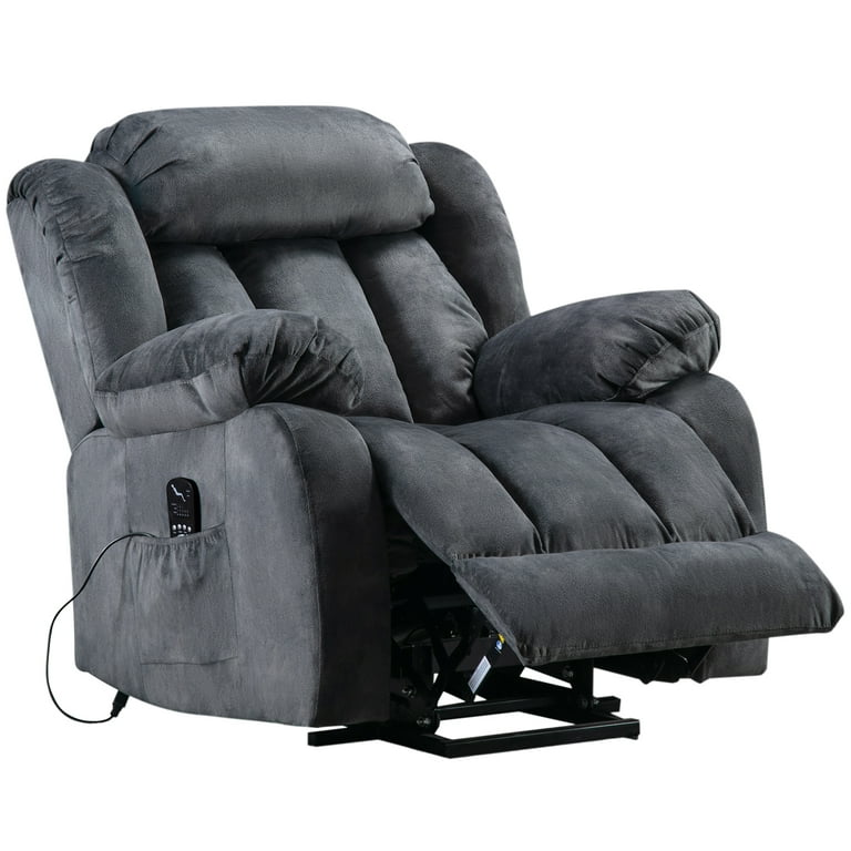 Power Lift Manual Recliner Chair Single Sofa Overstuffed Grey