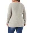 thumbnail image 4 of DARING DIVA Women's Plus V Neck Long Sleeve Basic Ribbed Blouse 1X Beige Brown, 4 of 6