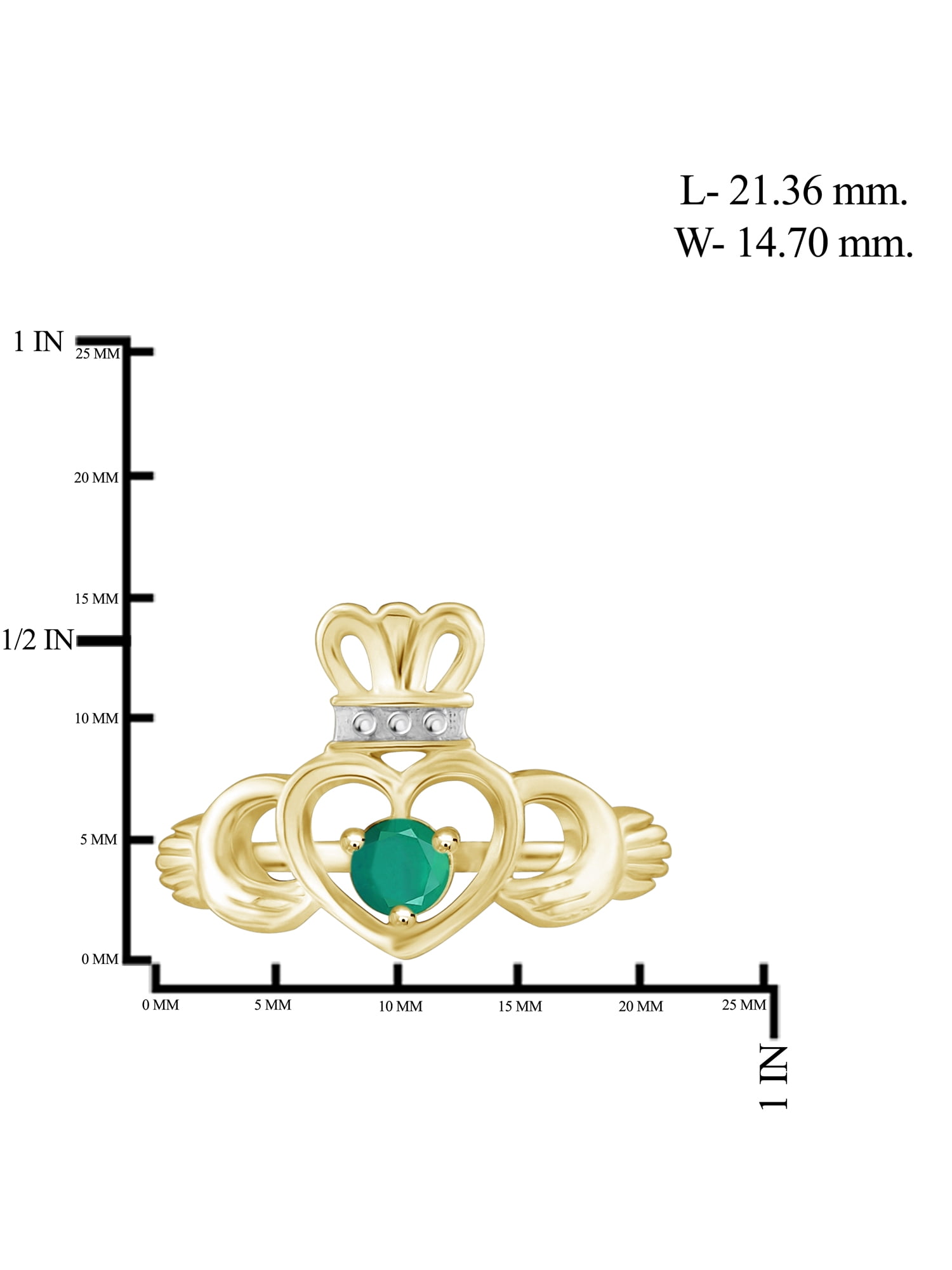 JewelersClub 0.28 Carat T.G.W. Emerald 14K Gold Over Silver Heart Crown Ring