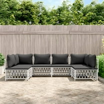 vidaXL 6 Piece Patio Lounge Set with Cushions White Steel
