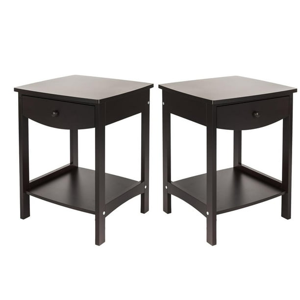 Zimtown 2pcs Night Stand End Table Wooden Bedside Table with Drawer and
