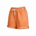 thumbnail image 5 of QSAWXQZ Women's Tencel Linen Blend Shorts Elastic Drawstring Waist Rolled Hem Summer Casual Loose Beach Hot Pants Comfortable Soft Shorts with Pockets 2XL, 5 of 6