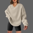 thumbnail image 2 of Women's Oversized V Neck Sweatshirt Long Sleeve Pullover Comfy Tops Casual 2025 Fall Fashion Basic Loose Shirts, 2 of 8