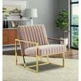 thumbnail image 2 of Farmhouse Accent Armchair Velvet Pinstripe Gold Frame Living Room Chair, 2 of 7