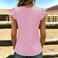 thumbnail image 5 of Miluxas Women's Gingham Plaid Sleeveless Tank Tops Button Accent V Neck Casual Loose Tunic Blouse Lightweight Summer Shirts for Daily Vacation Pink, 5 of 7