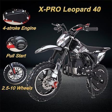 X-Pro Leopard 40 Mini Kids Dirt Bike, Gas Power 4 Stroke Pit Bike